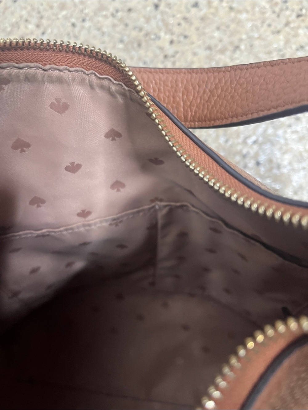 Kate Spade Zippy  Pebbled Leather Hobo Bag gingerbread brown color - Picture 13 of 13